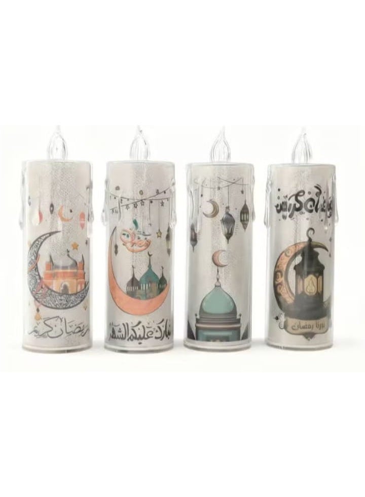 طقم 4 شموع إلكترونية بدون لهب لرمضان—آمنة وأنيقة لإضفاء أجواء رمضانية دافئة على منزلك - Image 1